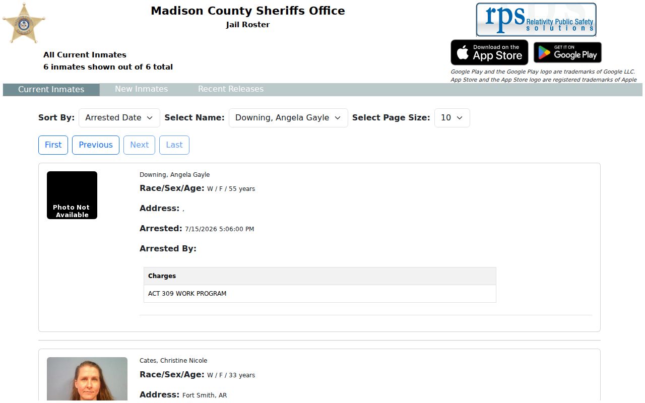 Madison County jail roster