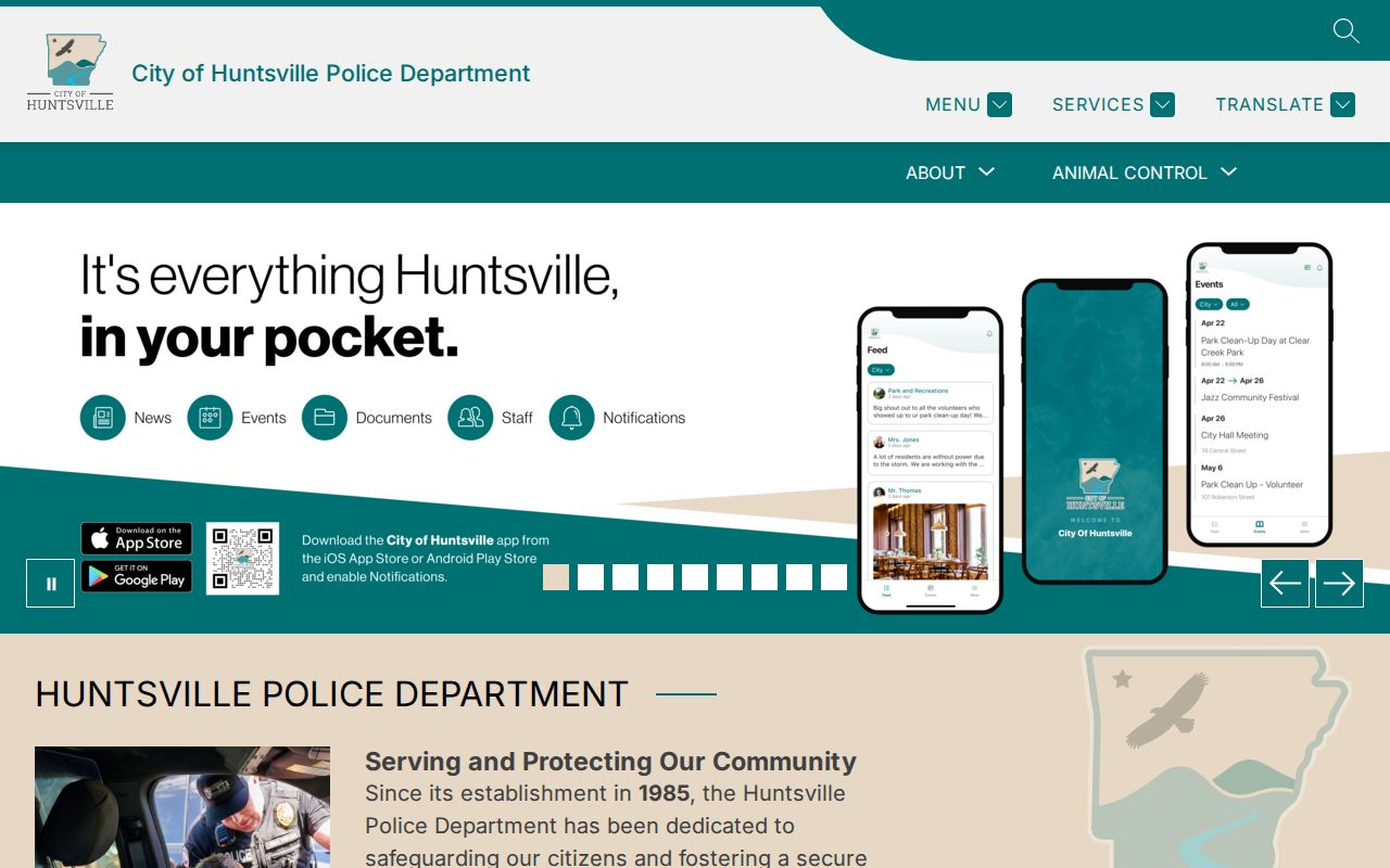 Huntsville criminal records Police Department homepage